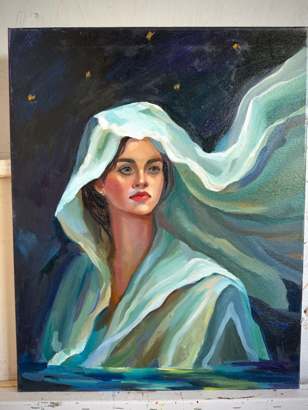 “Veil of Quiet», original oil painting on 16x20 canvas